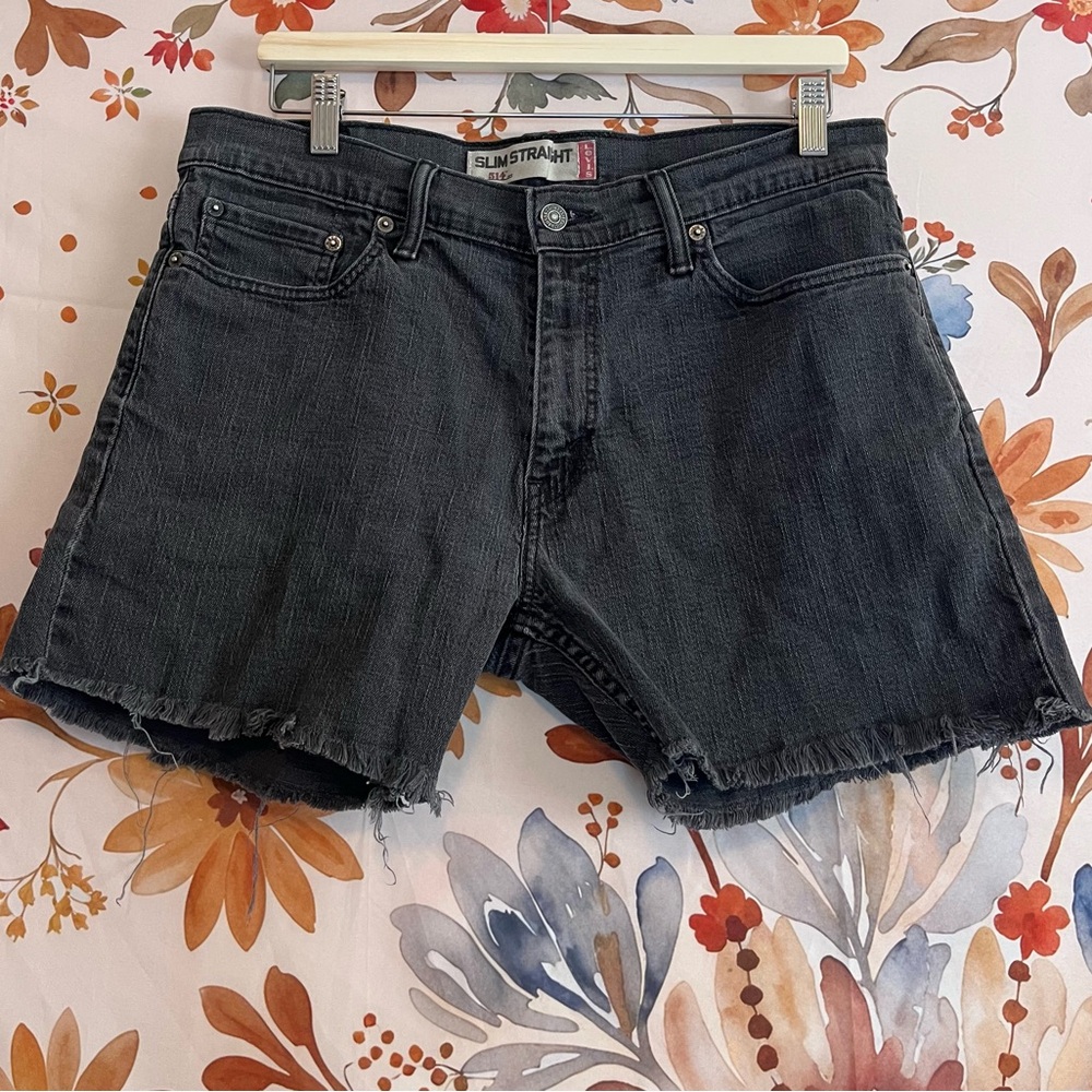 Levi’s 514 Mens 32 Slim Straight Faded Washed Black Cut-Off Spring Denim Shorts